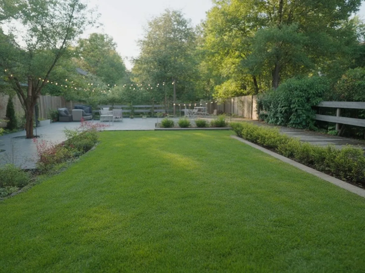 After professional pool removal transformation - beautifully leveled backyard space perfect for landscaping and outdoor activities